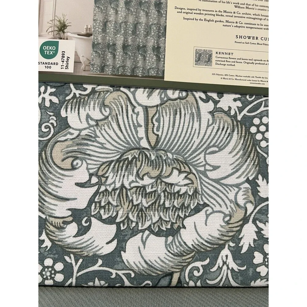 Morris & Co. KENNET Shower Curtain Floral Garden Cotton Blend Fabric 72x72” New